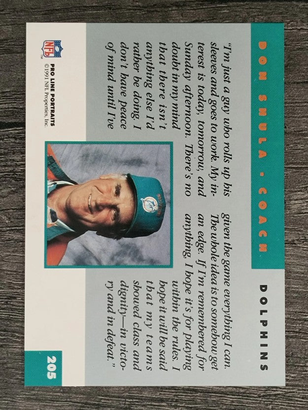 1991 Pro Line Portraits #205 Don Shula CO