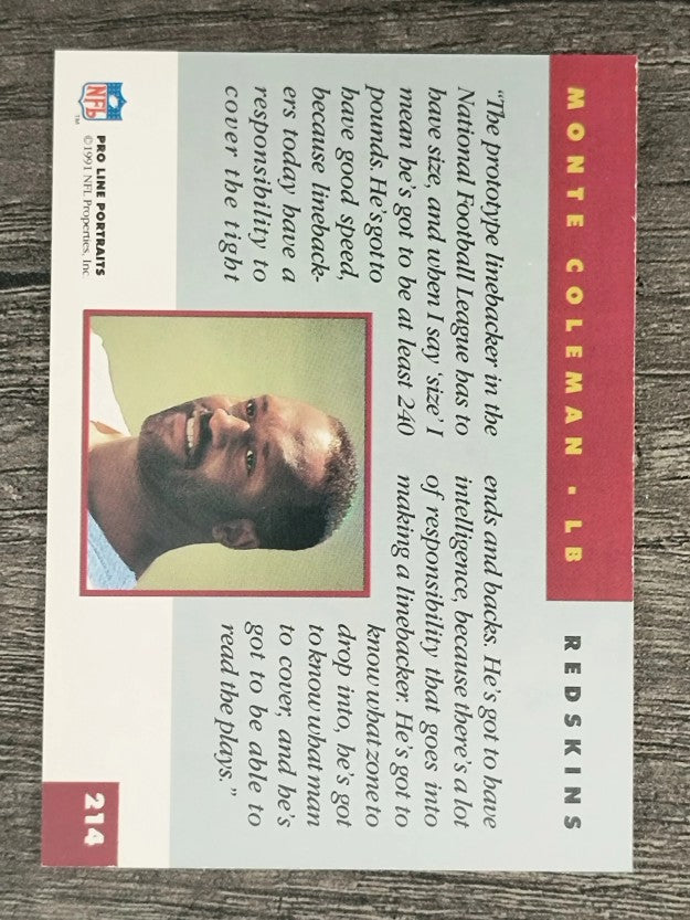 1991 Pro Line Portraits #214 Monte Coleman