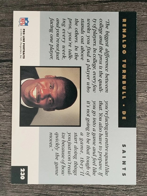1991 Pro Line Portraits #230 Renaldo Turnbull