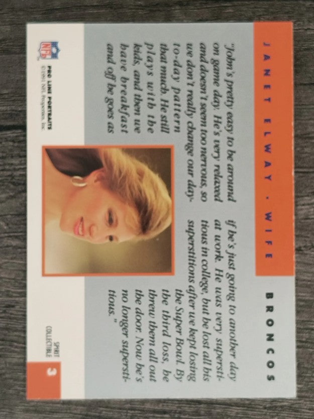 1991 Pro Line Portraits Wives #SC3 Janet Elway