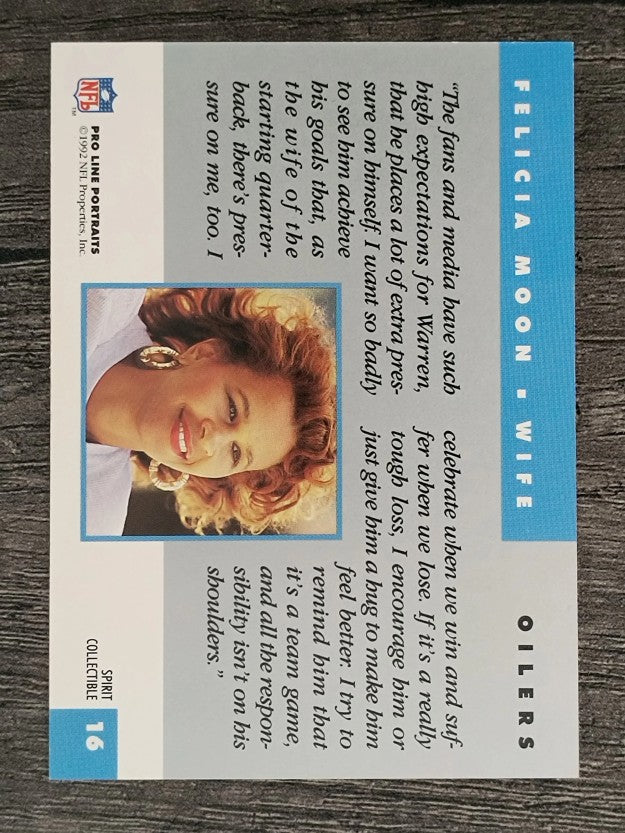 1992 Pro Line Portraits Wives #SC16 Felicia Moon
