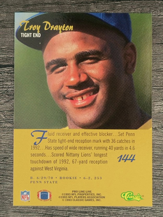 1993 Pro Line Live #144 Troy Drayton RC
