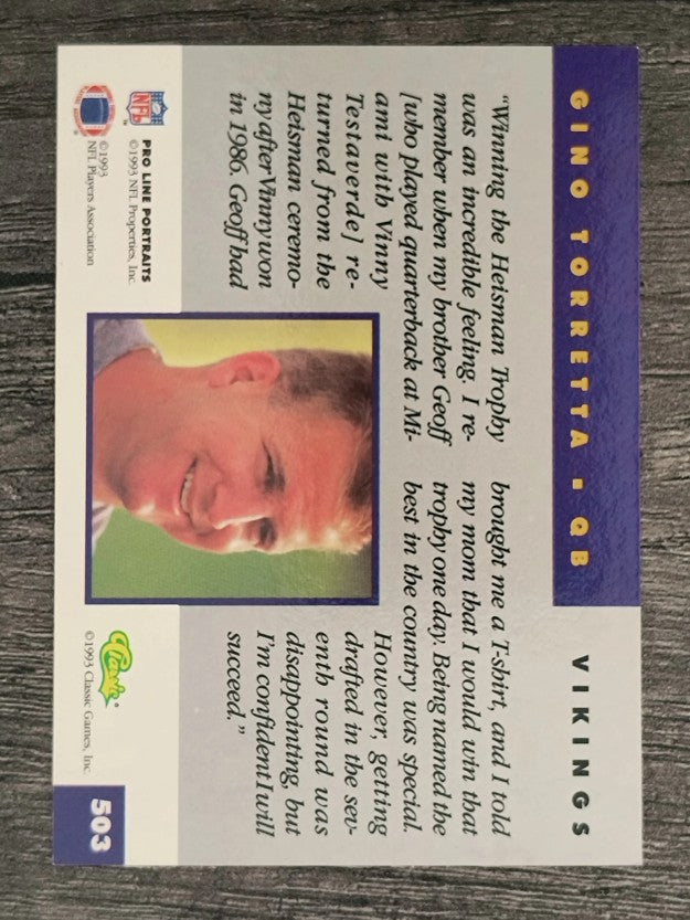 1993 Pro Line Portraits #503 Gino Torretta RC