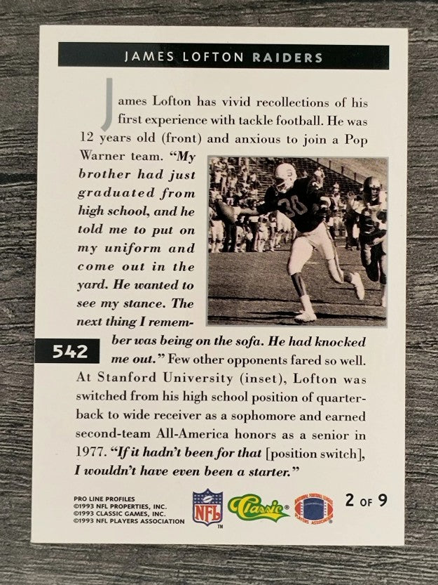 1993 Pro Line Profiles #542 James Lofton