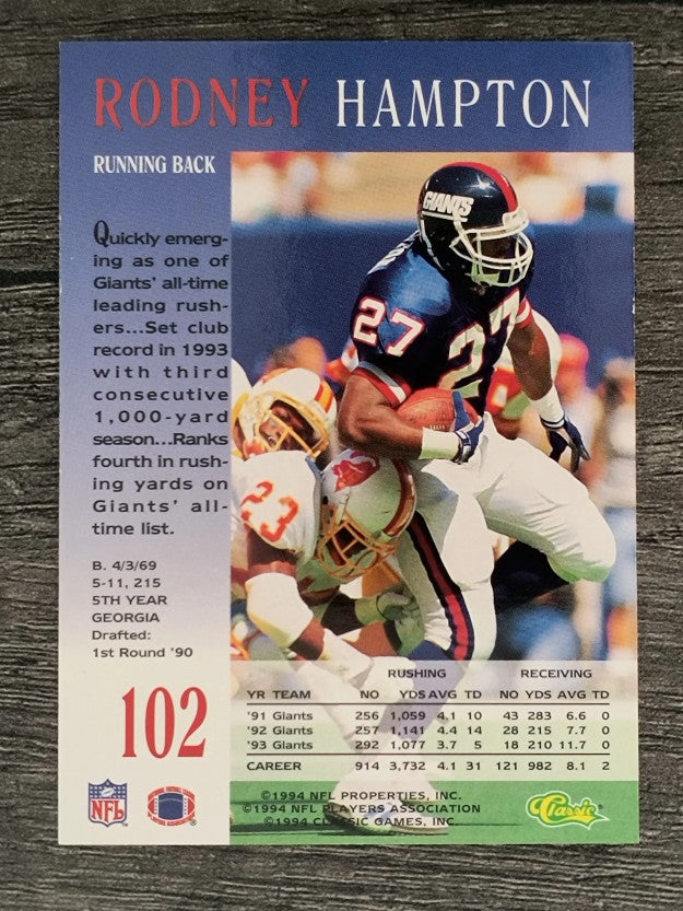 1994 Pro Line Live #102 Rodney Hampton