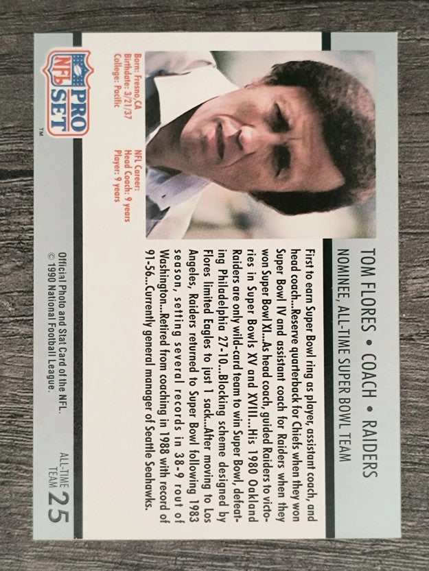 1990-91 Pro Set Super Bowl 160 #25 Tom Flores CO