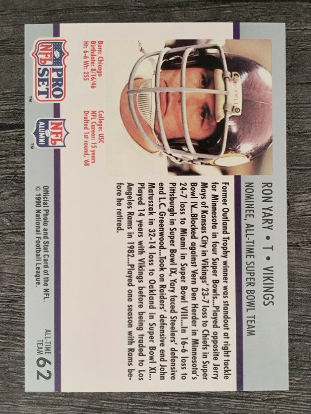 1990-91 Pro Set Super Bowl 160 #62 Ron Yary