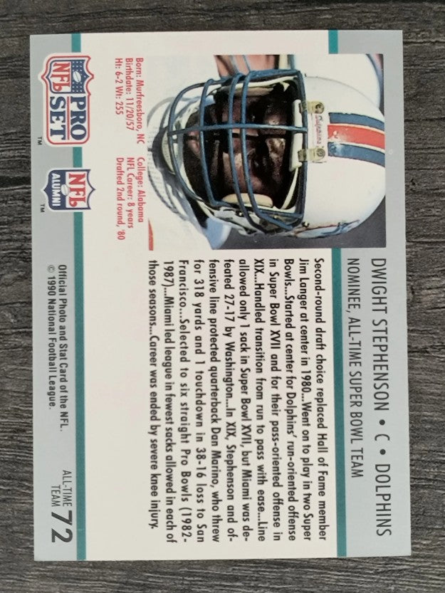 1990-91 Pro Set Super Bowl 160 #72 Dwight Stephenson