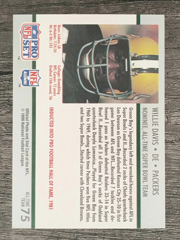 1990-91 Pro Set Super Bowl 160 #75 Willie Davis