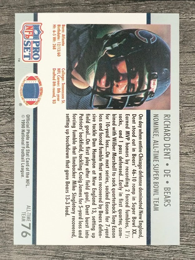 1990-91 Pro Set Super Bowl 160 #76 Richard Dent