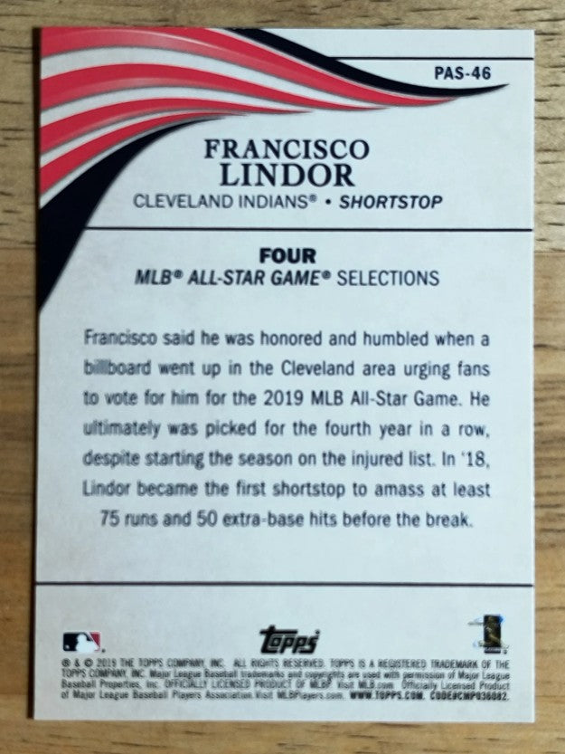 2019 Topps Update Perennial All Stars #PAS46 Francisco Lindor