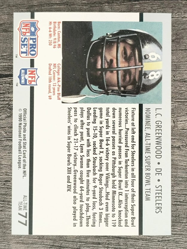 1990-91 Pro Set Super Bowl 160 #77 L.C. Greenwood