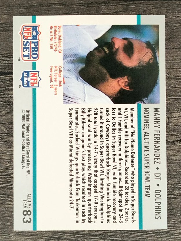1990-91 Pro Set Super Bowl 160 #83 Manny Fernandez