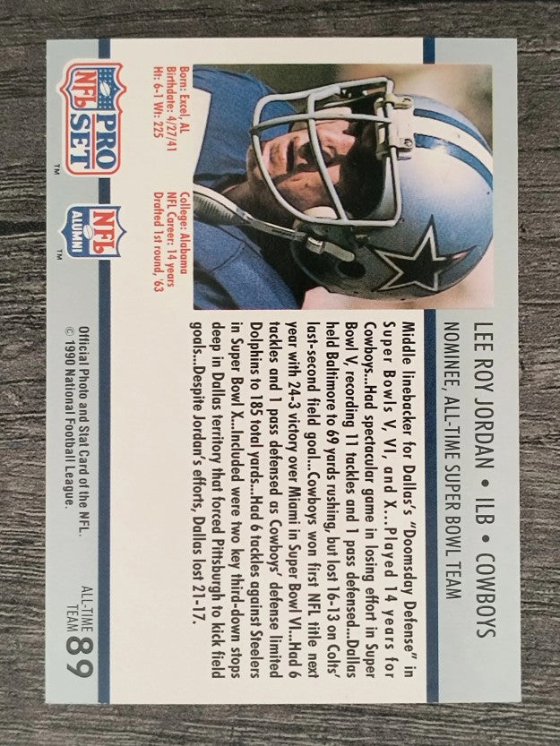 1990-91 Pro Set Super Bowl 160 #89 Lee Roy Jordan