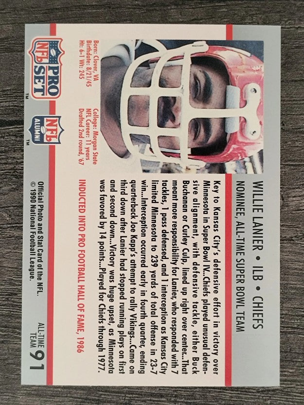 1990-91 Pro Set Super Bowl 160 #91 Willie Lanier