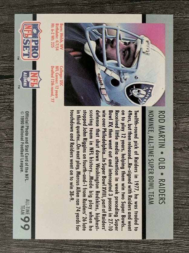 1990-91 Pro Set Super Bowl 160 #99 Rod Martin