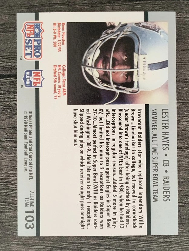 1990-91 Pro Set Super Bowl 160 #103 Lester Hayes