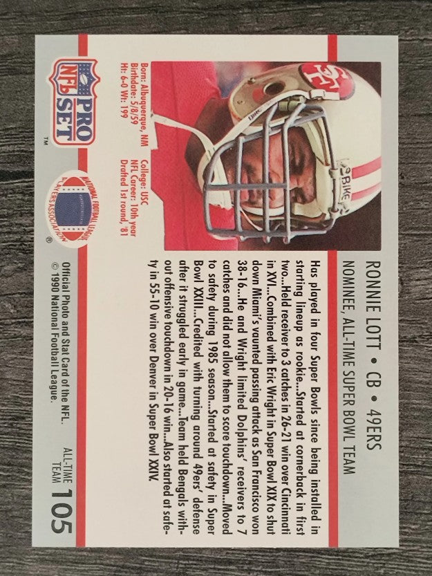 1990-91 Pro Set Super Bowl 160 #105 Ronnie Lott