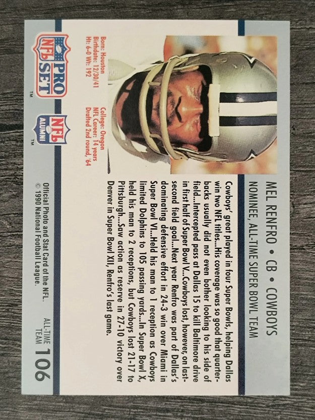 1990-91 Pro Set Super Bowl 160 #106 Mel Renfro