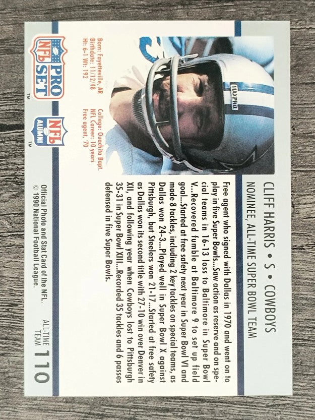 1990-91 Pro Set Super Bowl 160 #110 Cliff Harris