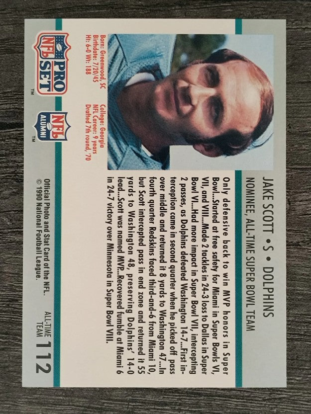 1990-91 Pro Set Super Bowl 160 #112 Jake Scott