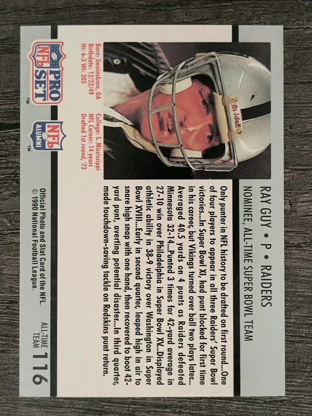 1990-91 Pro Set Super Bowl 160 #116 Ray Guy