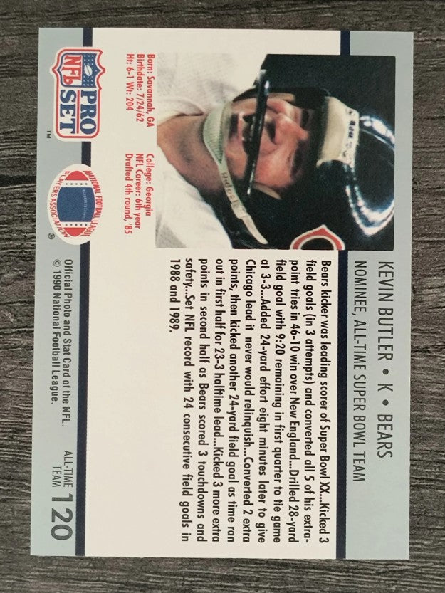 1990-91 Pro Set Super Bowl 160 #120 Kevin Butler