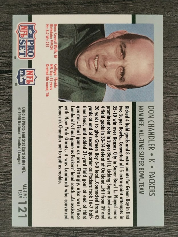 1990-91 Pro Set Super Bowl 160 #121 Don Chandler