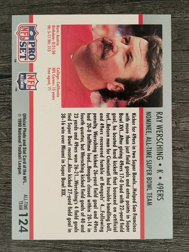 1990-91 Pro Set Super Bowl 160 #124 Ray Wersching