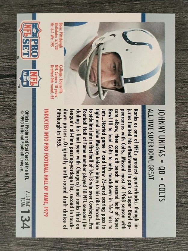 1990-91 Pro Set Super Bowl 160 #134 Johnny Unitas