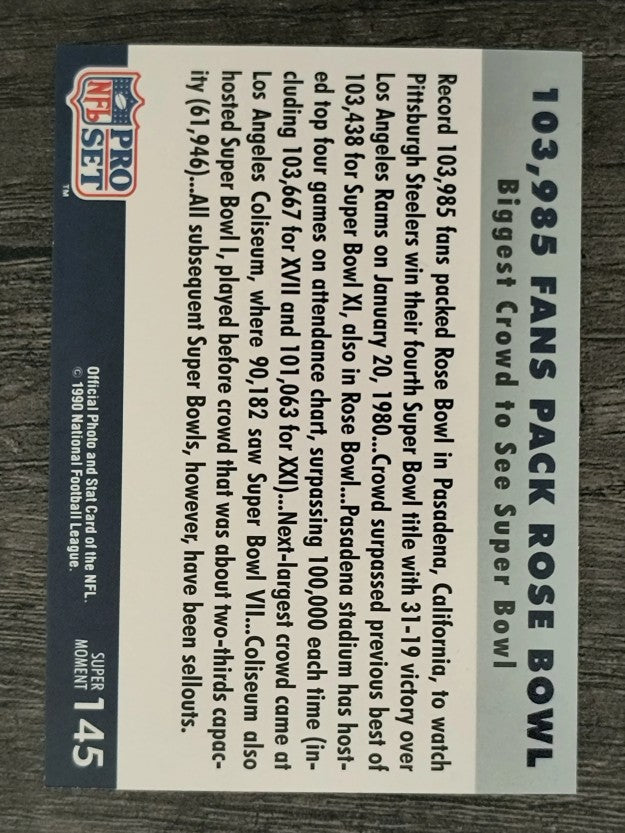 1990-91 Pro Set Super Bowl 160 #145 Record Crowd