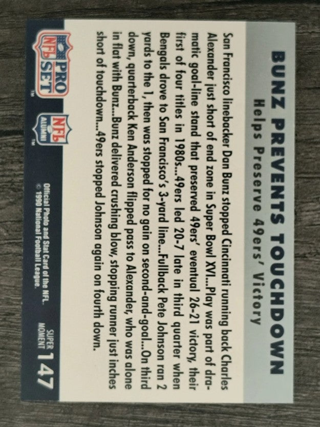 1990-91 Pro Set Super Bowl 160 #147 Dan Bunz and