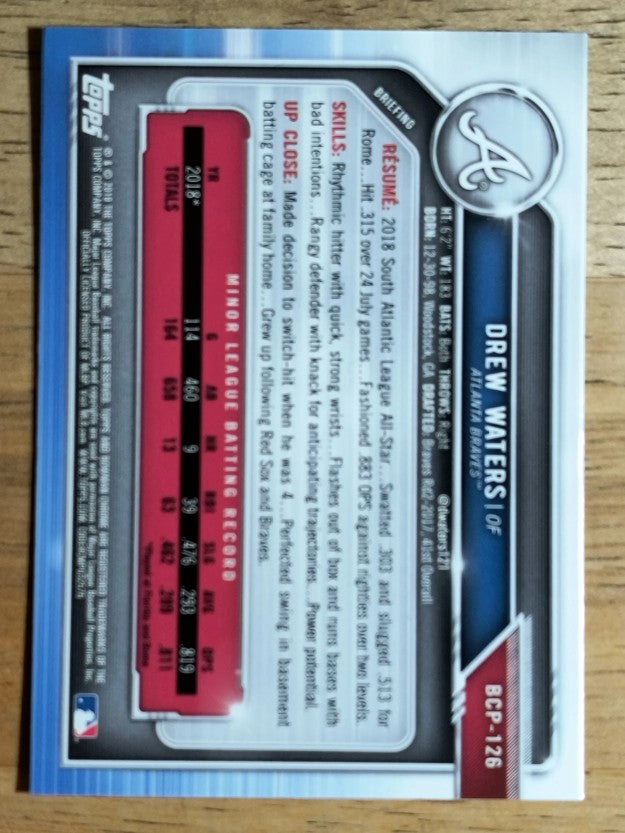 2019 Bowman Chrome Prospects #BCP126 Drew Waters