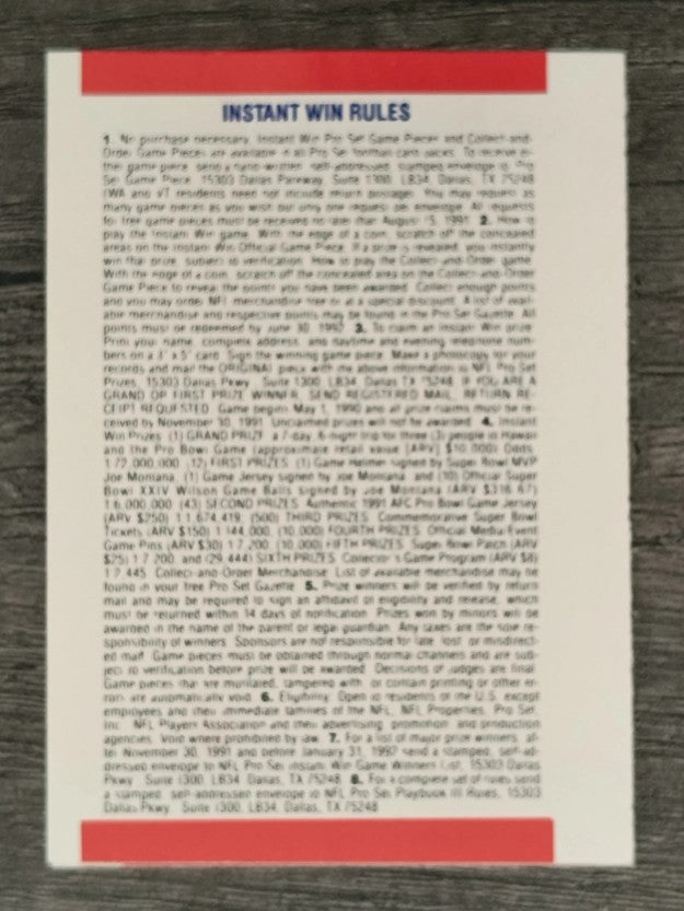 1990 Pro Set Playbook #III Playbook III