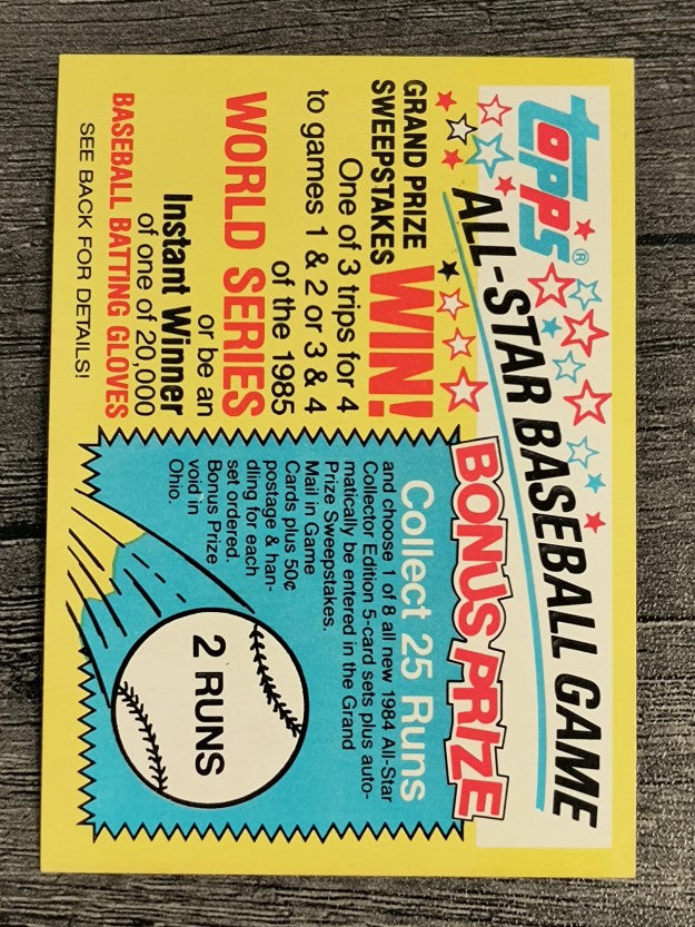 1984 Topps All-Star Game Offer #NNO 2 Runs