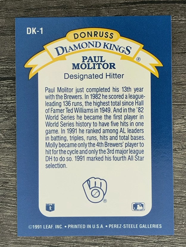 1992 Donruss Diamond Kings #DK1 Paul Molitor