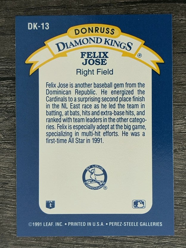 1992 Donruss Diamond Kings #DK13 Felix Jose