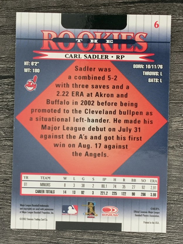 2002 Donruss Rookies #6 Carl Sadler RC