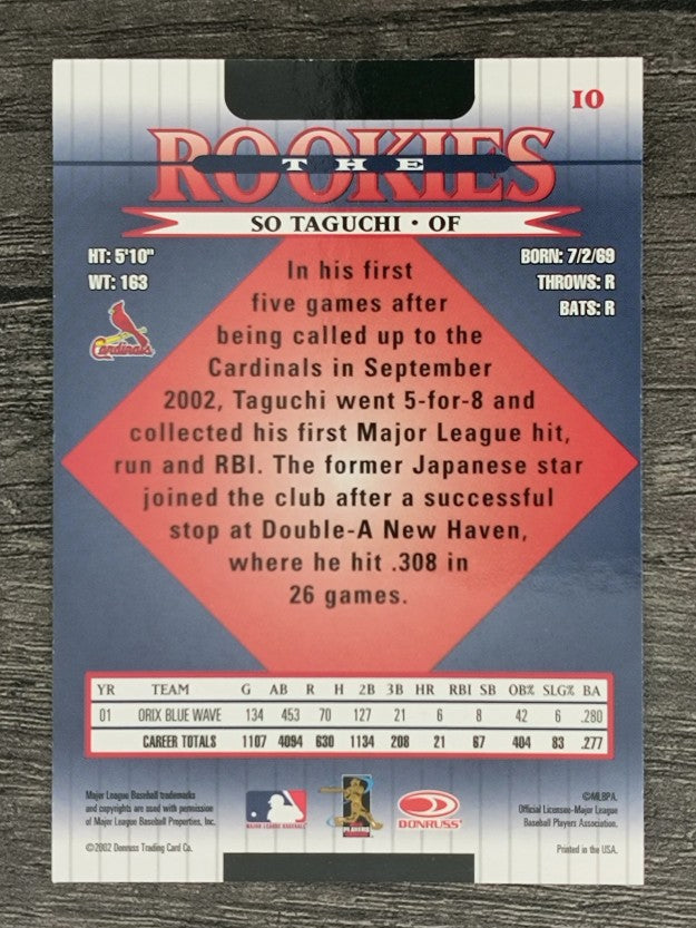 2002 Donruss Rookies #10 So Taguchi RC