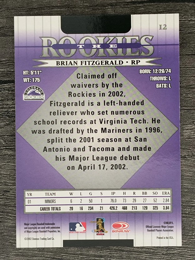 2002 Donruss Rookies #12 Brian Fitzgerald RC