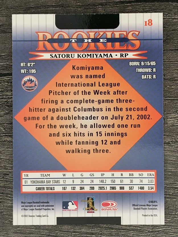 2002 Donruss Rookies #18 Satoru Komiyama RC