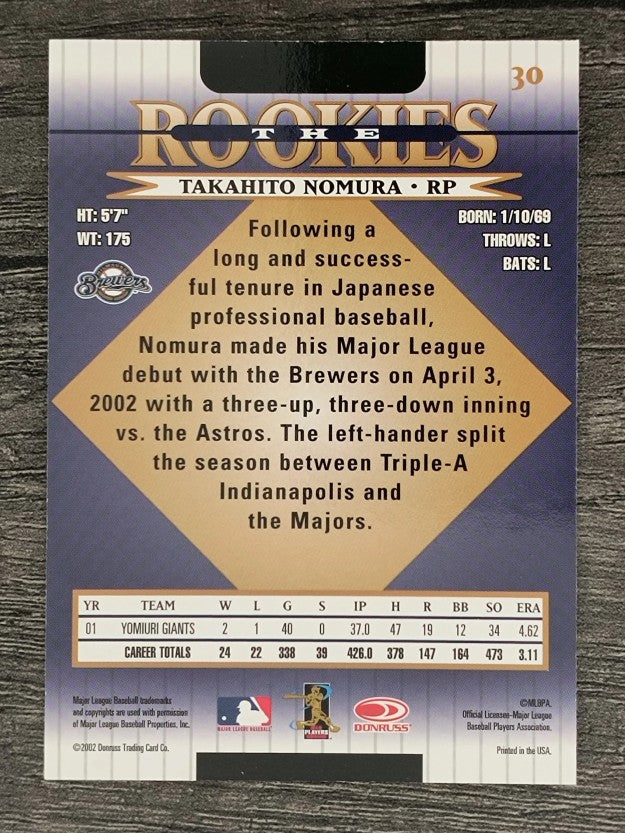 2002 Donruss Rookies #30 Takahito Nomura RC