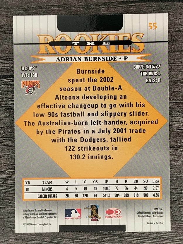 2002 Donruss Rookies #55 Adrian Burnside RC