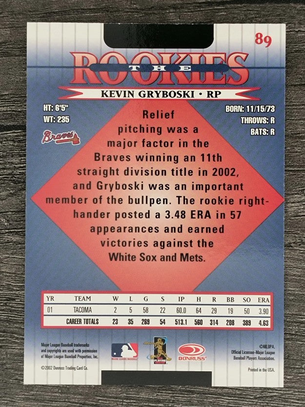 2002 Donruss Rookies #89 Kevin Gryboski RC