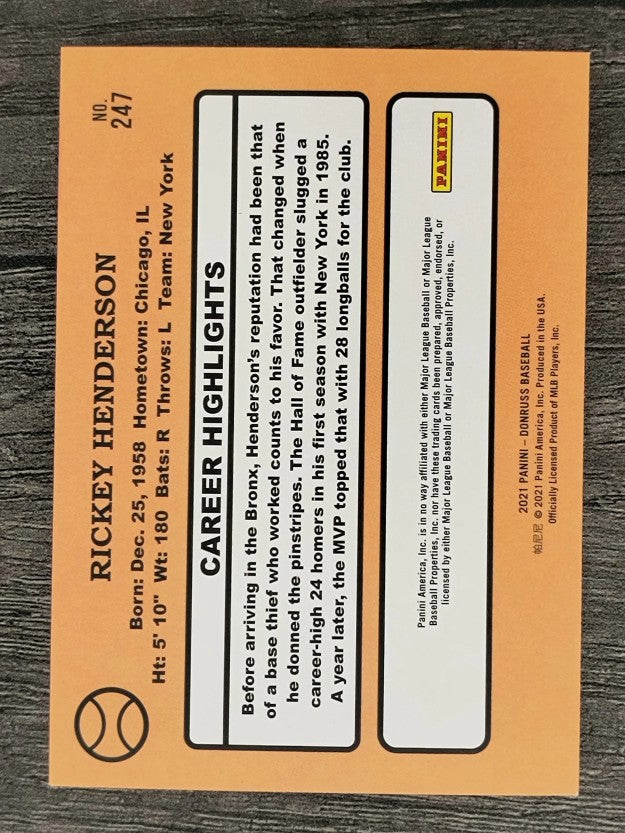 2021 Donruss Variations #247 Rickey Henderson RETRO