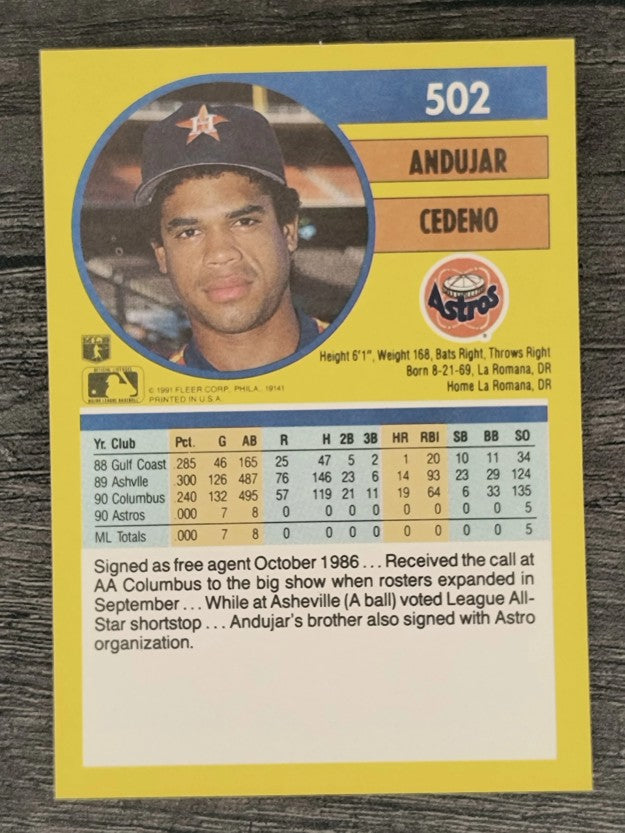 1991 Fleer #502 Andujar Cedeno