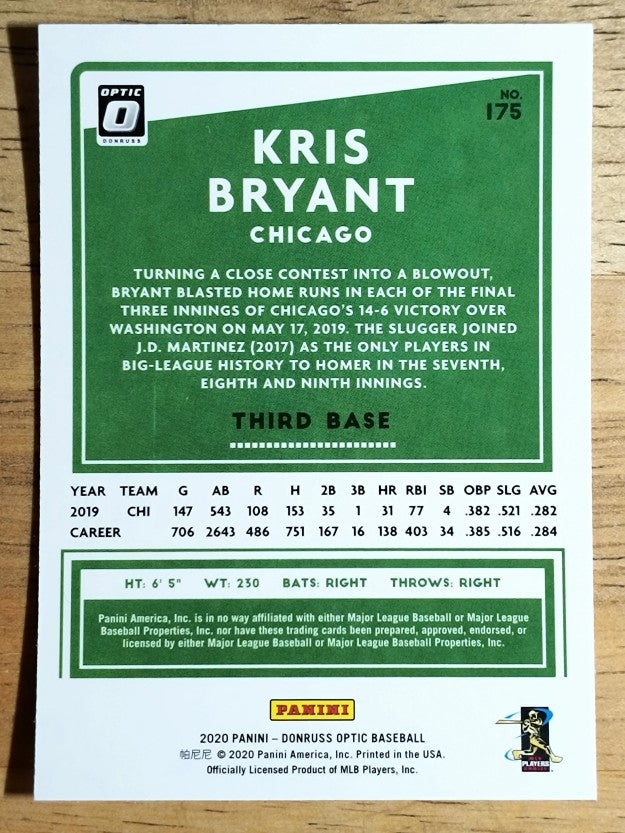 2020 Donruss Optic #175 Kris Bryant