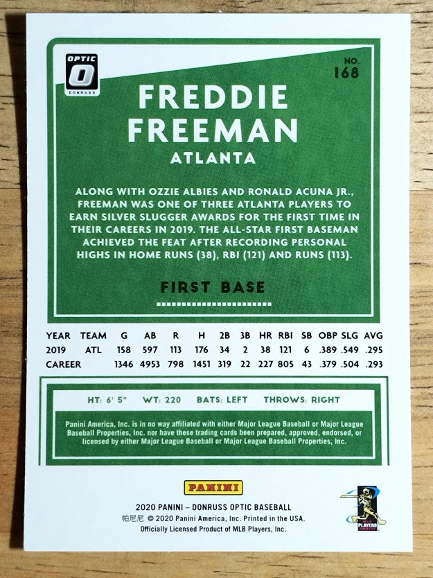 2020 Donruss Optic #168 Freddie Freeman