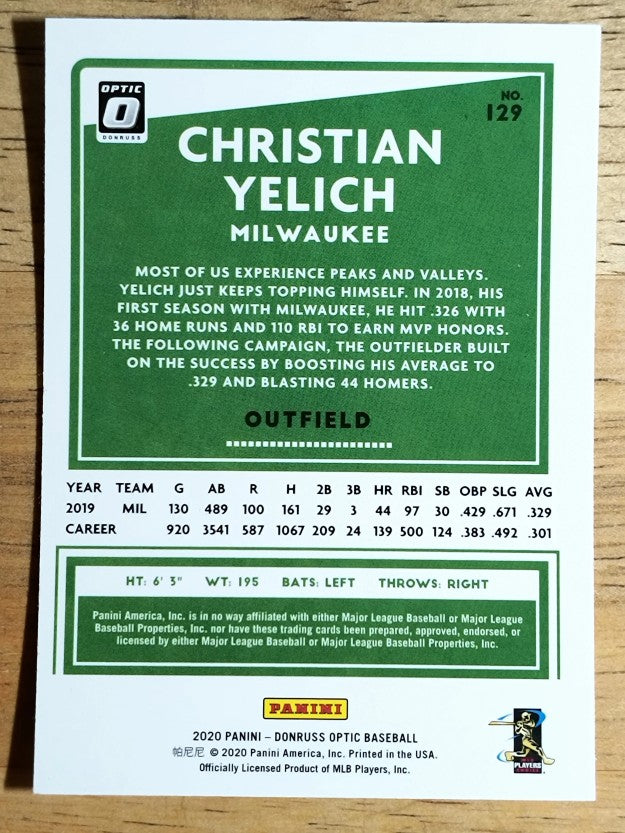 2020 Donruss Optic #129 Christian Yelich
