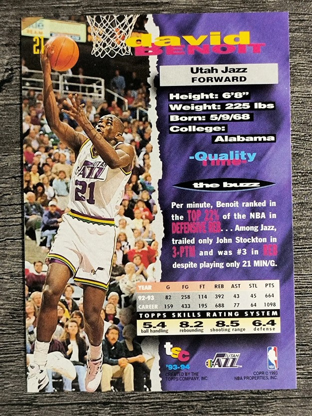 1993-94 Stadium Club #21 David Benoit